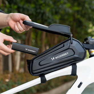 Wozinsky bicycle bag for the frame, armored, with a phone pocket, 1.7 l - black
