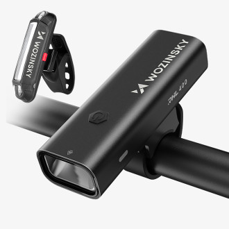 Wozinsky WSBLB2 Front (400 lm) and Rear USB-C Bike Light Set - Black