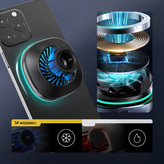 Wozinsky WCT5-Q6S2Y Car Holder with Qi/MagSafe 15W Inductive Charger for Ventilation Grill with Fan - Black