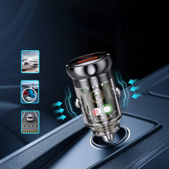 Wozinsky 65W Car Charger USB-C PD 65W / USB-A 45W QC 3.0 - Black
