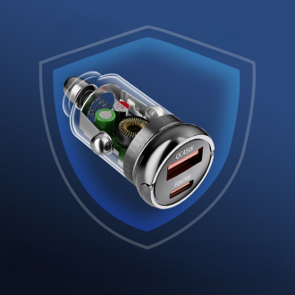 Wozinsky 65W Car Charger USB-C PD 65W / USB-A 45W QC 3.0 - Black