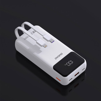 Dudao K15Pro Power Bank 20000mAh 22.5W PD USB-C / USB-A / Built-in Lightning and USB-C Cables - White
