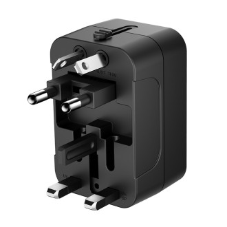 Wozinsky WUTWC Travel Adapter Universal 24W EU / US / AUS / UK / 2x USB-A - Black
