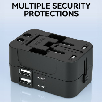 Wozinsky WUTWC Travel Adapter Universal 24W EU / US / AUS / UK / 2x USB-A - Black