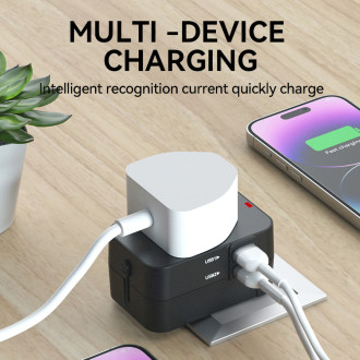 Wozinsky WUTWC Travel Adapter Universal 24W EU / US / AUS / UK / 2x USB-A - Black