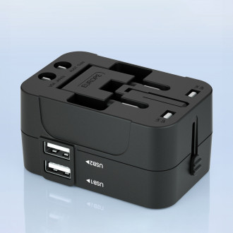Wozinsky WUTWC Travel Adapter Universal 24W EU / US / AUS / UK / 2x USB-A - Black
