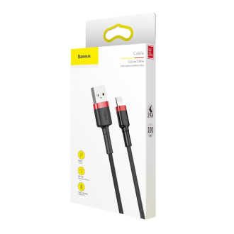 Baseus Cafule Cable odolný nylonový kabel USB / Lightning QC3.0 2.4A 1M černo-červený (CALKLF-B19)