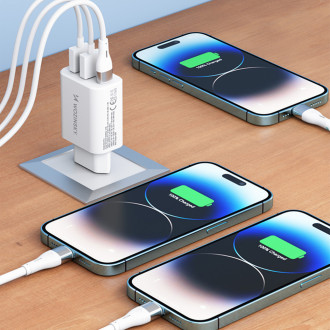 Wozinsky CWCUCW 30W USB-C / 2 x USB-A nástěnná nabíječka - bílá