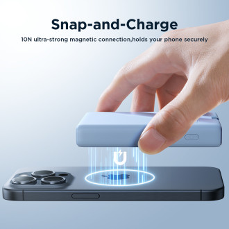 Powerbank Joyroom JR-PBM01 magnetic 10000mAh 20W with stand + Lightning cable - USB-C - blue