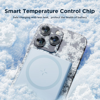 Powerbank Joyroom JR-PBM01 magnetic 10000mAh 20W with stand + Lightning cable - USB-C - blue