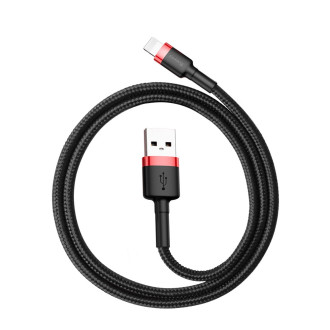 Baseus Cafule Cable odolný nylonový kabel USB / Lightning QC3.0 2.4A 0.5M černo-červený (CALKLF-A19)