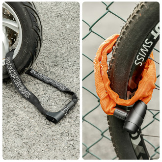 Rockbros 3230002001 bicycle lock with combination and key - black