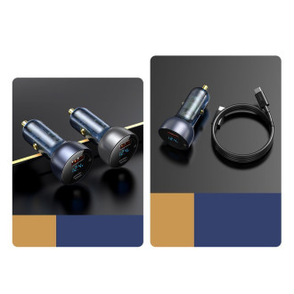 Baseus USB / USB Type C car charger 65 W 5 A SCP Quick Charge 4.0+ Power Delivery 3.0 LCD screen gray (CCKX-C0G)