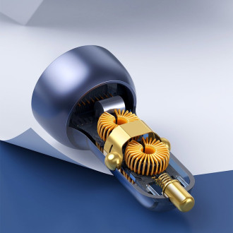 Baseus USB / USB Type C car charger 65 W 5 A SCP Quick Charge 4.0+ Power Delivery 3.0 LCD screen gray (CCKX-C0G)