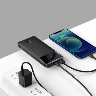 Baseus Bipow powerbank with display 10000mAh 15W black (Overseas Edition) + USB-A - Micro USB cable 0.25m black (PPBD050001)