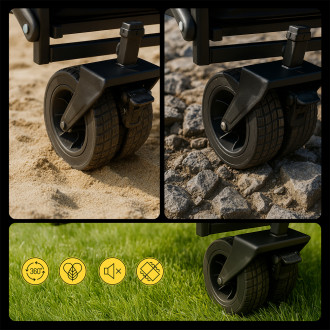 Wozinsky WZP-100 beach, tourist, garden trolley, durable, wide wheels, with safety net up to 100 kg - black