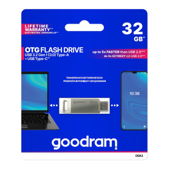Flash Drive 32GB USB 3.2 Gen 1 USB / USB C OTG ODA3 Goodram - Silver