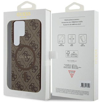 Guess 4G Collection Leather Metal Logo MagSafe Case for Samsung Galaxy S24 Ultra - Brown