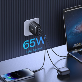 Baseus Cube Pro 65W GaN nabíječka 2x USB-C USB-A - černá
