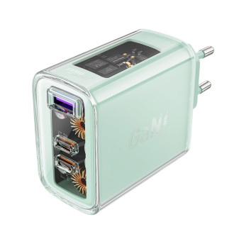 Acefast nabíječka GaN 65W 3 porty (1xUSB, 2xUSB C) zelená (A45)