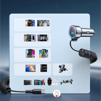 Joyroom fast car charger 3 in 1 with USB Type C cable 1.5m 55W black (JR-CL07)