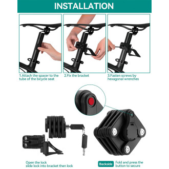 Rockbros WD795 foldable bicycle lock - black