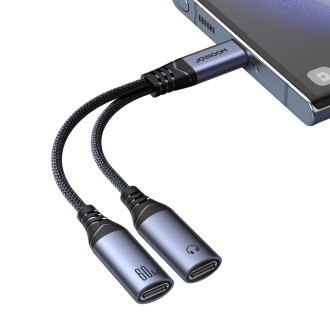 Joyroom SY-C03 USB-C na 2x USB-C 2v1 DAC adaptér - černý