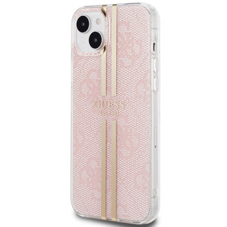 Guess IML 4G Gold Stripe case for iPhone 15 Plus / 14 Plus - pink