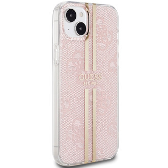Guess IML 4G Gold Stripe case for iPhone 15 Plus / 14 Plus - pink