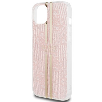 Guess IML 4G Gold Stripe case for iPhone 15 Plus / 14 Plus - pink
