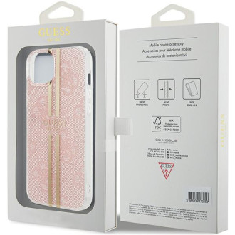 Guess IML 4G Gold Stripe case for iPhone 15 Plus / 14 Plus - pink
