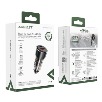 Acefast B12 car charger 60W USB-A / USB-C - black
