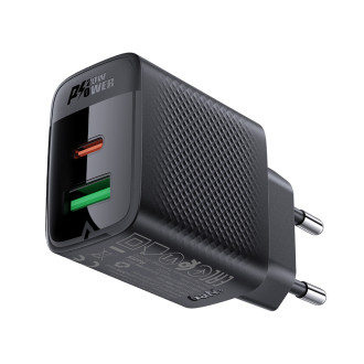 Acefast A78 Charger Network GaN USB-A / USB-C PD 20W - Black