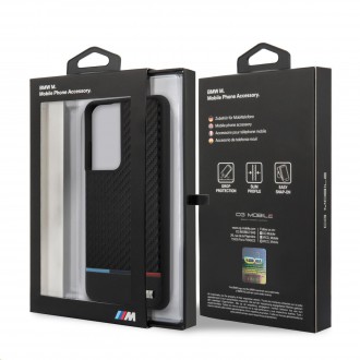 BMW PU Carbon Tricolor Line Kryt pro Samsung Galaxy S21 Ultra Black (BMHCS21LPUCARTCBK)