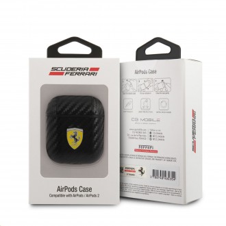 FESA2CABK Ferrari Carbon PC/PU Pouzdro pro Airpods 1/2 Black