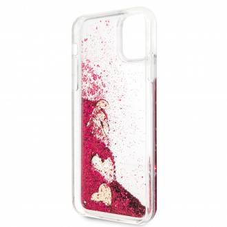 Guess Glitter Hearts Zadní Kryt pro iPhone 11 Pro Max Rapsberry (GUHCN65GLHFLRA)