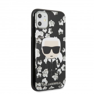 Karl Lagerfeld TPU Flower Kryt pro iPhone 11 Black (KLHCN61FLFBBK)