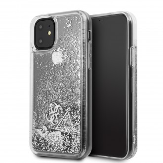 GUHCN61GLHFLSI Guess Glitter Hearts Zadní Kryt pro iPhone 11 Silver