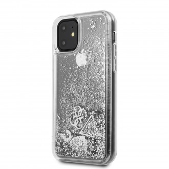 GUHCN61GLHFLSI Guess Glitter Hearts Zadní Kryt pro iPhone 11 Silver