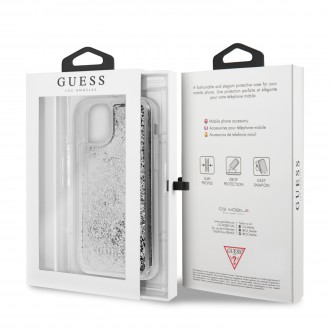 GUHCN61GLHFLSI Guess Glitter Hearts Zadní Kryt pro iPhone 11 Silver