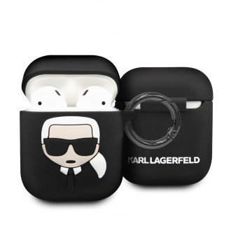 Karl Lagerfeld Silikonové Pouzdro pro Airpod 1/2 Black (KLACCSILKHBK)