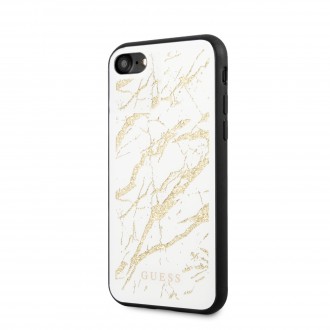 Guess Glitter Marble Kryt pro iPhone 8/SE2020 White Gold (GUHCI8MGGWH)