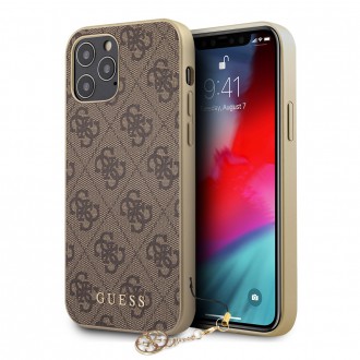 Guess 4G Charms Zadní Kryt pro iPhone 12/12 Pro Brown (GUHCP12MGF4GBR)