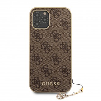 Guess 4G Charms Zadní Kryt pro iPhone 12/12 Pro Brown (GUHCP12MGF4GBR)