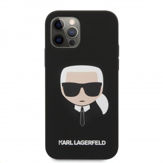 Karl Lagerfeld Head Silikonový Kryt pro iPhone 12/12 Pro Black (KLHCP12MSLKHBK)