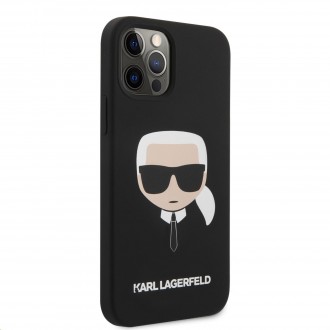 Karl Lagerfeld Head Silikonový Kryt pro iPhone 12/12 Pro Black (KLHCP12MSLKHBK)