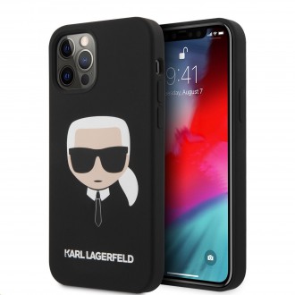 Karl Lagerfeld Head Silikonový Kryt pro iPhone 12/12 Pro Black (KLHCP12MSLKHBK)
