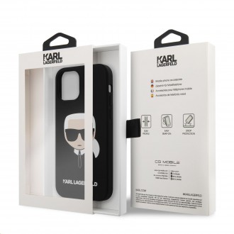 Karl Lagerfeld Head Silikonový Kryt pro iPhone 12/12 Pro Black (KLHCP12MSLKHBK)