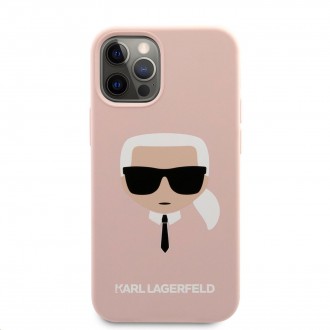 Karl Lagerfeld Head Silikonový Kryt pro iPhone 12/12 Pro Light Pink (KLHCP12MSLKHLP)