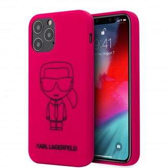 Karl Lagerfeld Iconic Outline Silikonový Kryt pro iPhone 12/12 Pro Pink (KLHCP12MSILFLPI)